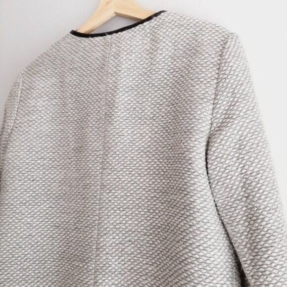 DANA BUCHMAN Wool Blend Textured Full-zip Blazer Jacket Grey Sz L - Picture 9 of 14